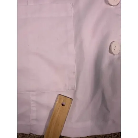 Betsey Johnson Women's Juniper White 2 Pocket Button Front Lab Coat XL E257 - Picture 5 of 11